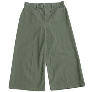 EUC J. Crew Point Sur Wide Leg Crop Pants Olive Green Size 31